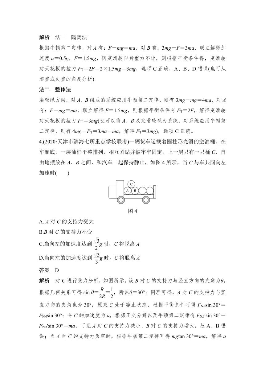 【备考2022】高中物理 一轮复习 3.8热点强化练3 牛顿运动定律的综合应用  学案（word版 有解析）