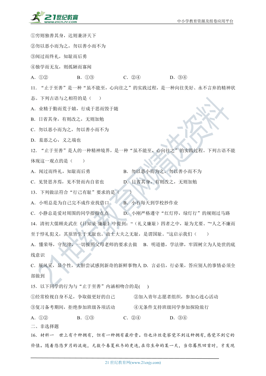 2022年道德与法治中考一轮复习学案：青春的证明（含答案）