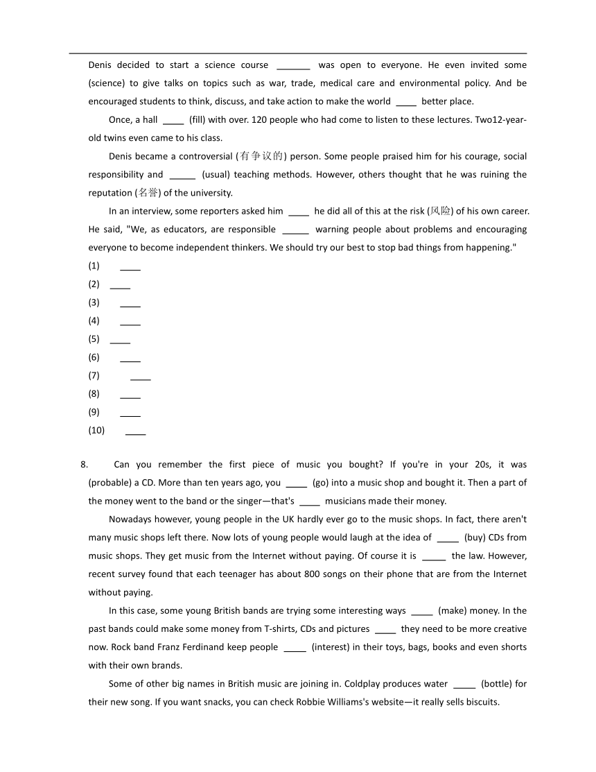 2023年深圳英语中考专题练习——完形填空3（含答案）