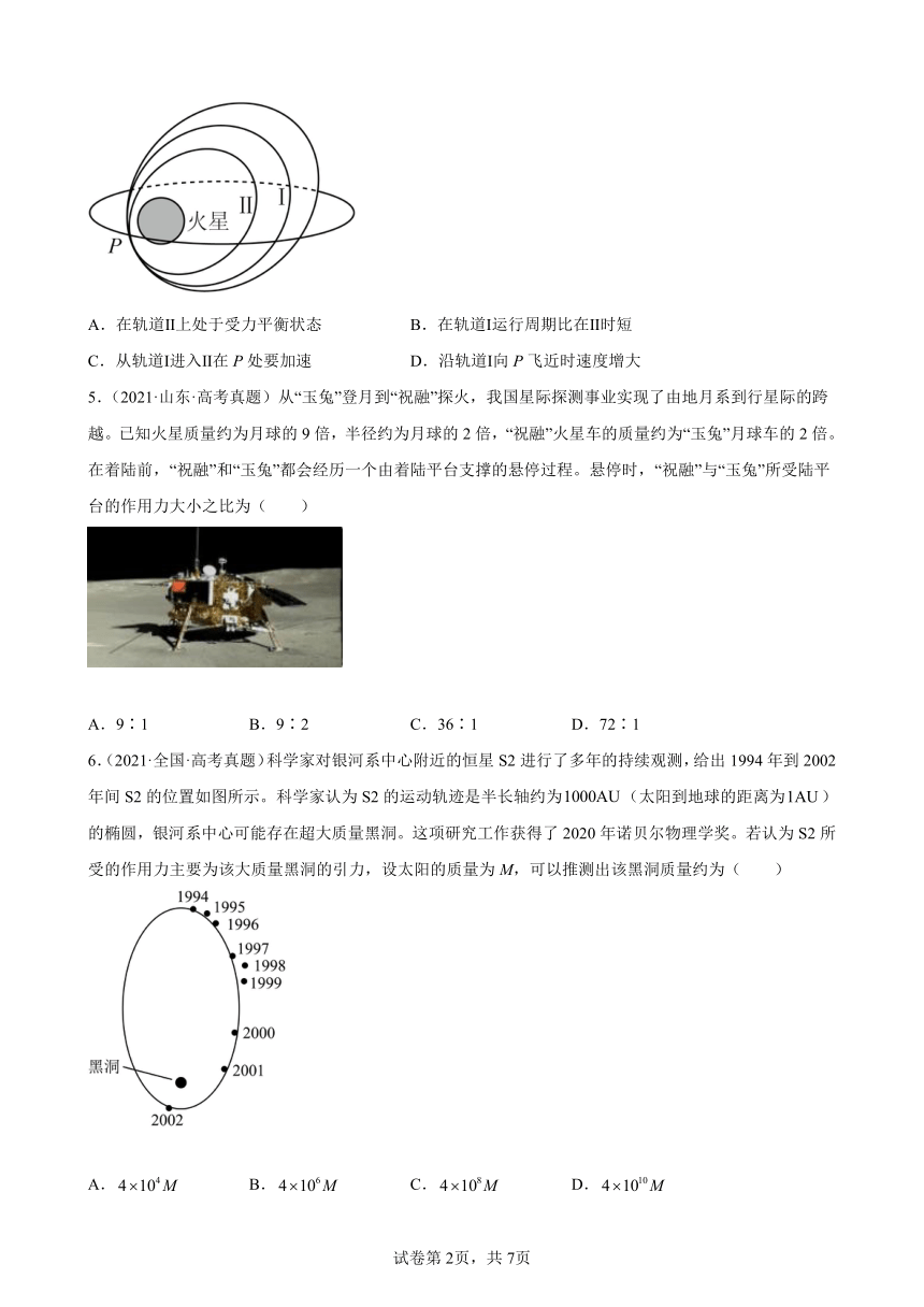 2020-2021年全国各省高考物理试题分类汇编：万有引力与航天（word版含答案）