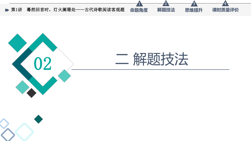 2022届高考二轮复习第3部分 专题2　第1讲　蓦然回首时，灯火阑珊处——古代诗歌阅读客观题（37张PPT）