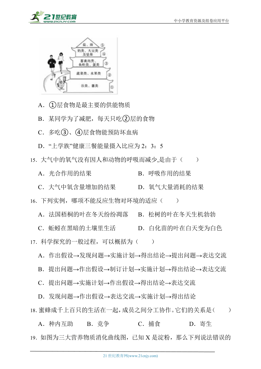 苏科版生物七年级上册期末模拟试题（一）（含解析）