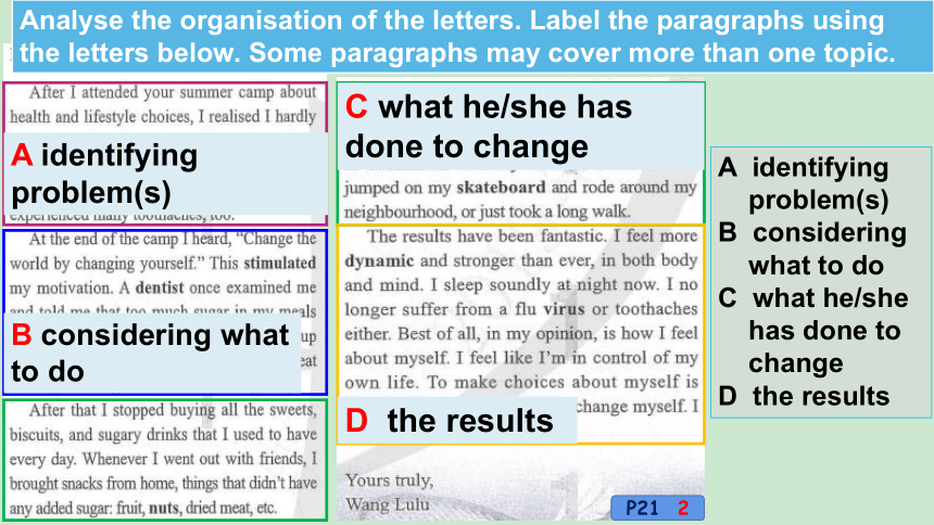 人教版（2019）选择性必修 第三册Unit 2 Healthy Lifestyle Reading for Writing 以读促写课件（23张ppt)