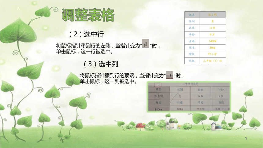 滇人版信息技术三年级第2册 第10课 调整表格 课件（13张PPT）