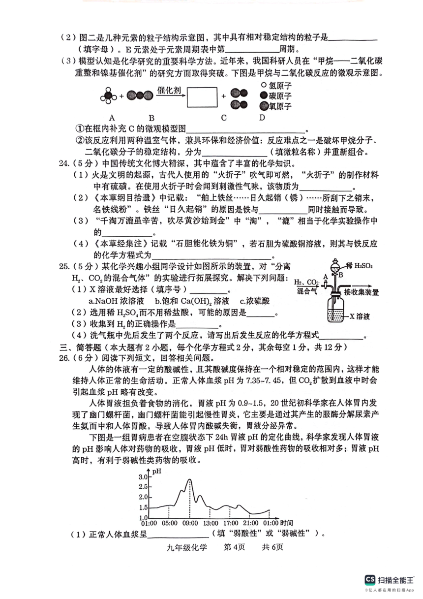 2024年广西贵港市中考二模化学试题（图片版　无答案)