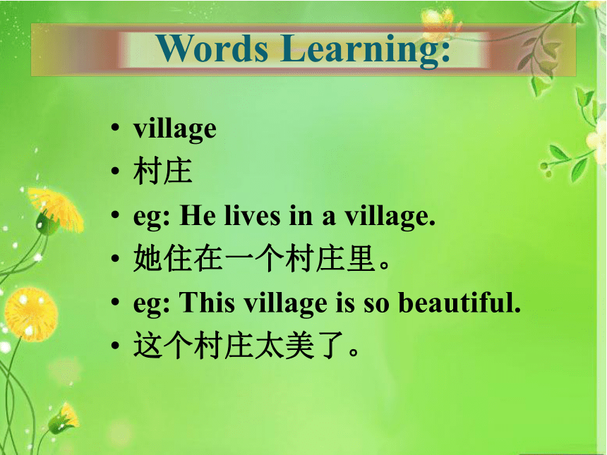 Unit 4 He Lives in a Village-Part A课件（21张PPT）