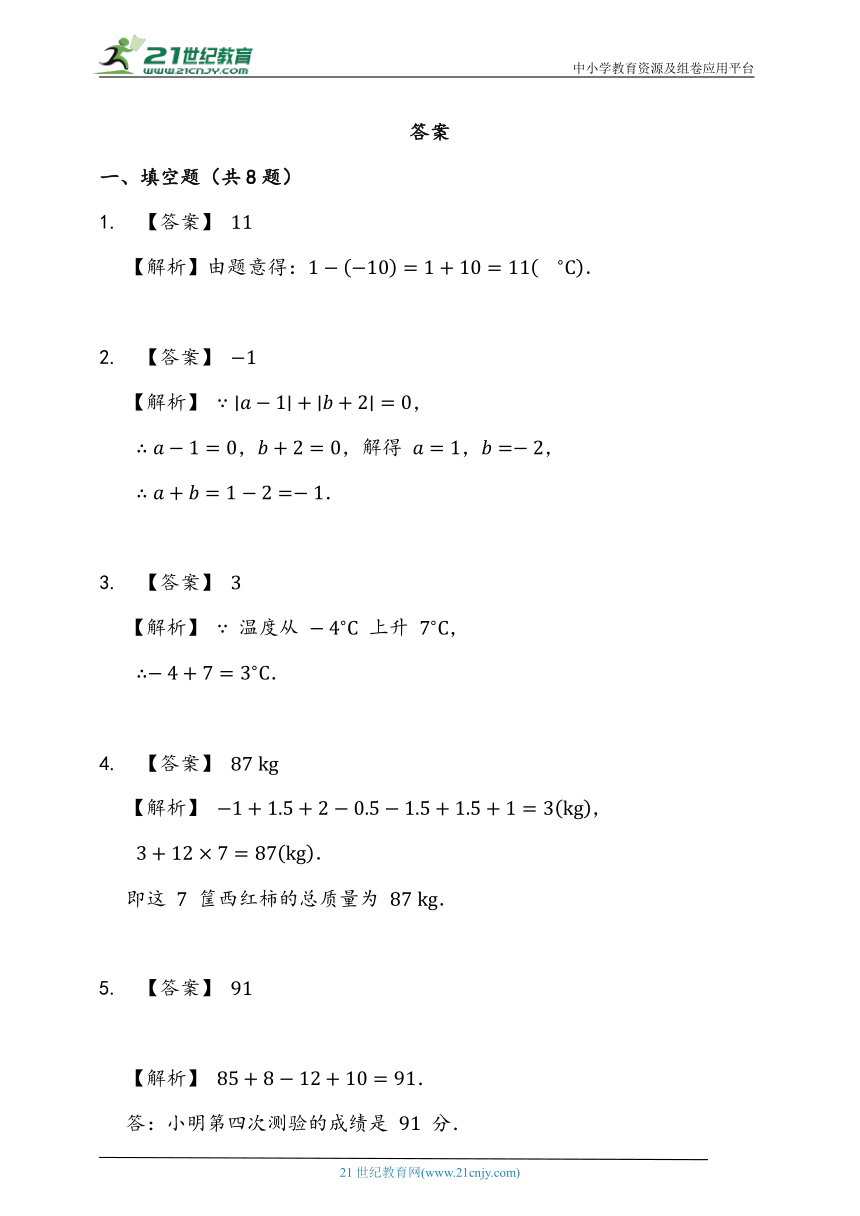 2.1 有理数的加法同步练习题（含解析）