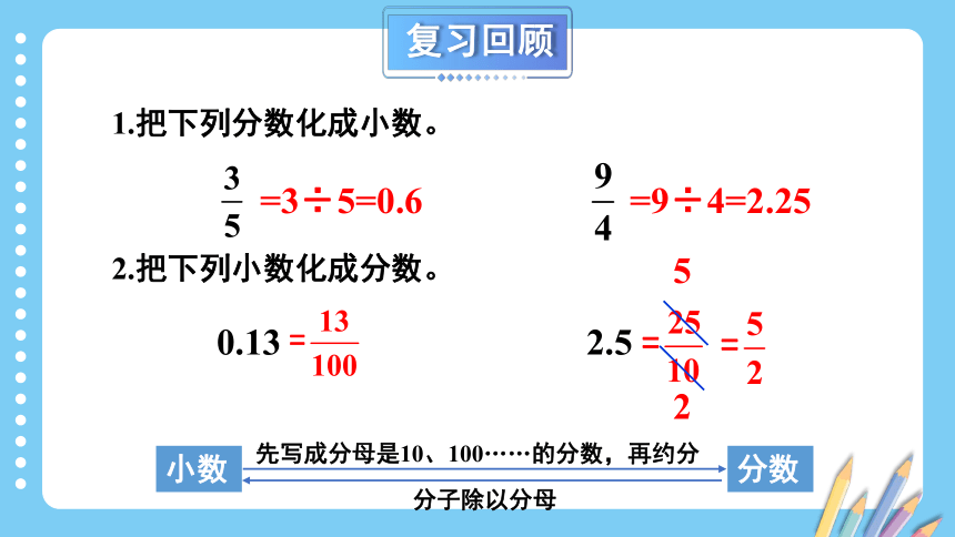 小学数学冀教版六年级上3.1.2 分数和百分数的大小比较及互化课件（20张PPT)