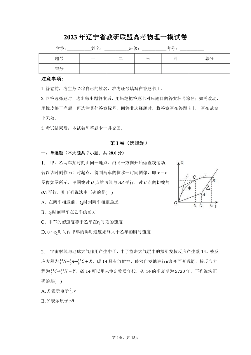 2023年辽宁省教研联盟高考物理一模试卷（含解析）