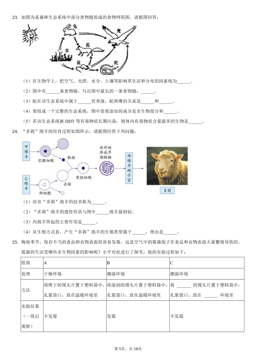 2019-2020学年山东省菏泽市巨野县八年级（下）期末生物试卷（word版含解析）