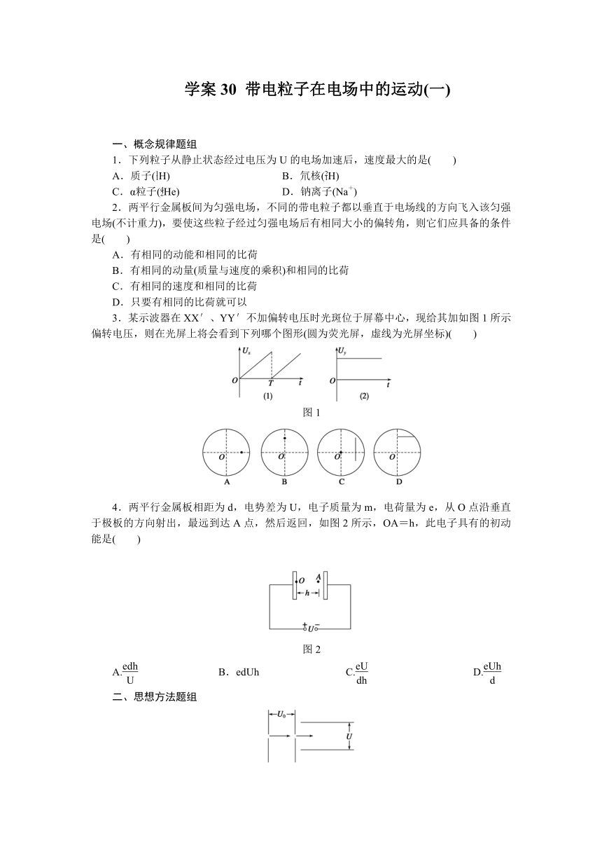 高考物理一轮复习学案 30带电粒子在电场中的运动(一)（含答案）