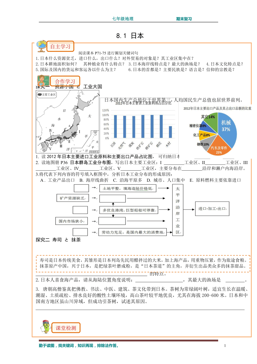 8.1日本学案2021-2022学年湘教版七年级下册地理