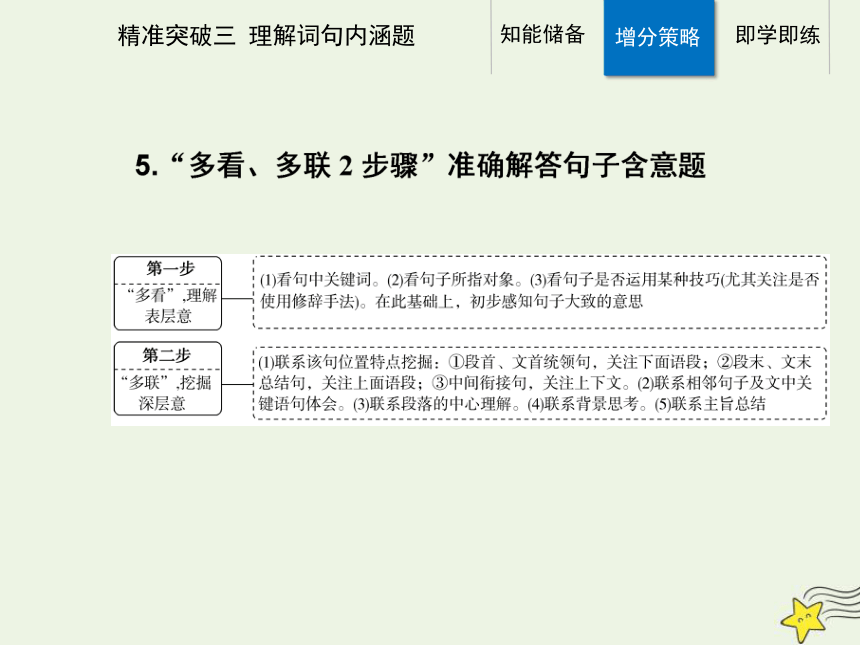 2021高考语文二轮复习第一部分专题二精准突破三散文理解词句内涵题课件(24张ppt）