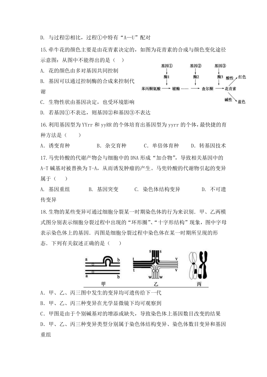 内蒙古巴彦淖尔市乌拉特前旗一高2020-2021学年高二下学期期末考试生物试题 Word版含答案