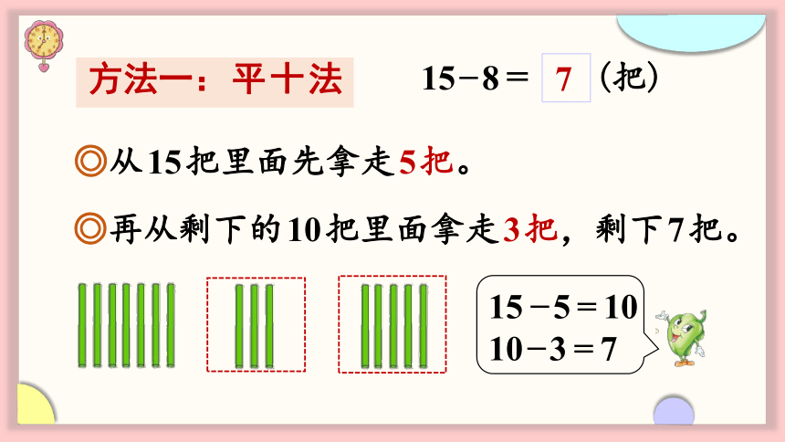 小学数学苏教版一年级下1.2 十几减8、7课件（22张PPT)