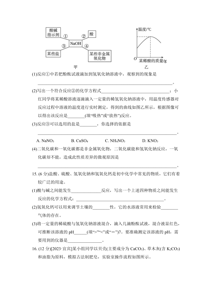 第二单元 常见的酸和碱  综合素质评价（含答案）初中化学 鲁教版（五四制） 九年级全册