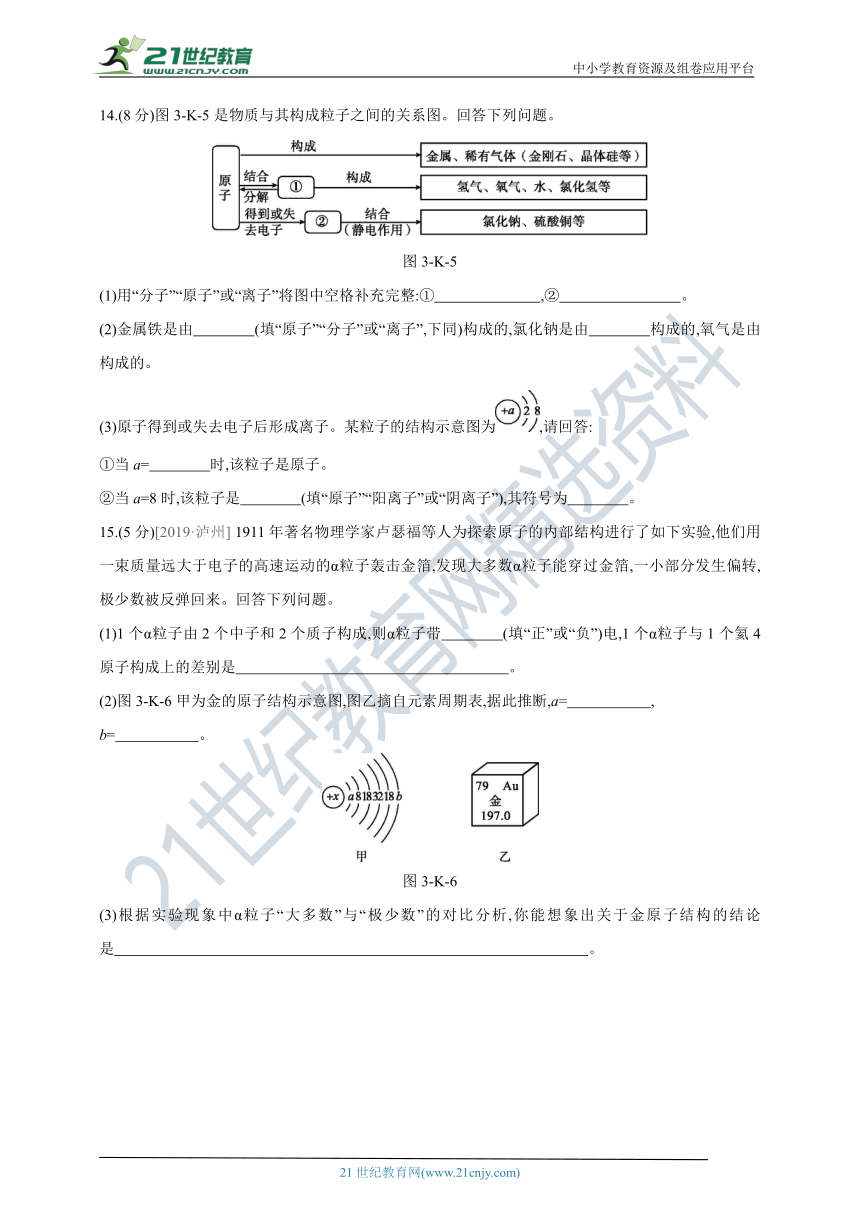 【人教九上化学学霸小灶作业】3单元综合提升卷(附答案)