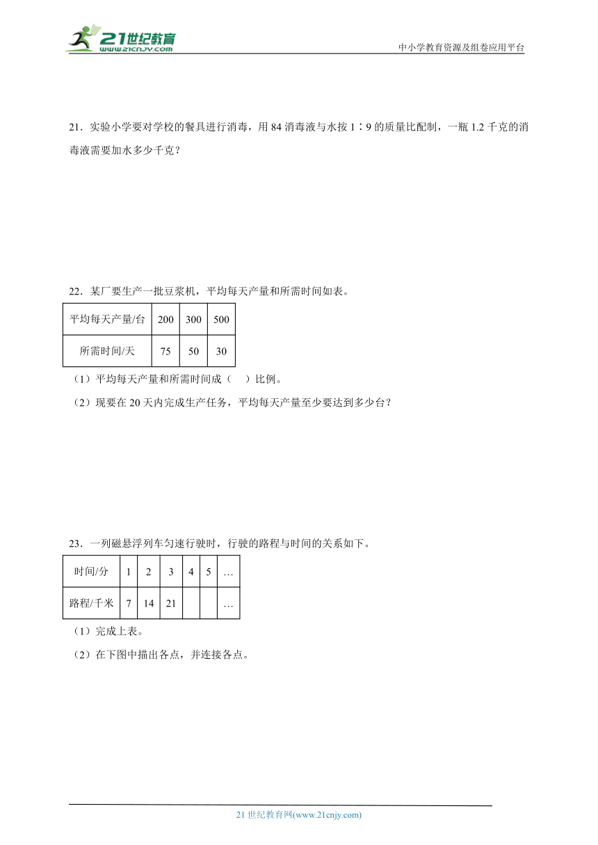 第4单元正比例和反比例测试卷（含答案）2023-2024学年数学六年级下册北师大版