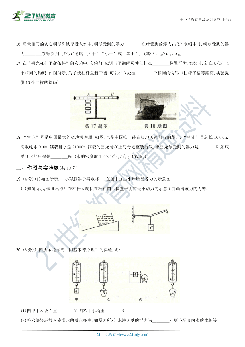 期末培优质测卷（一）－2020－2021学年度八年级物理下册（含解析）