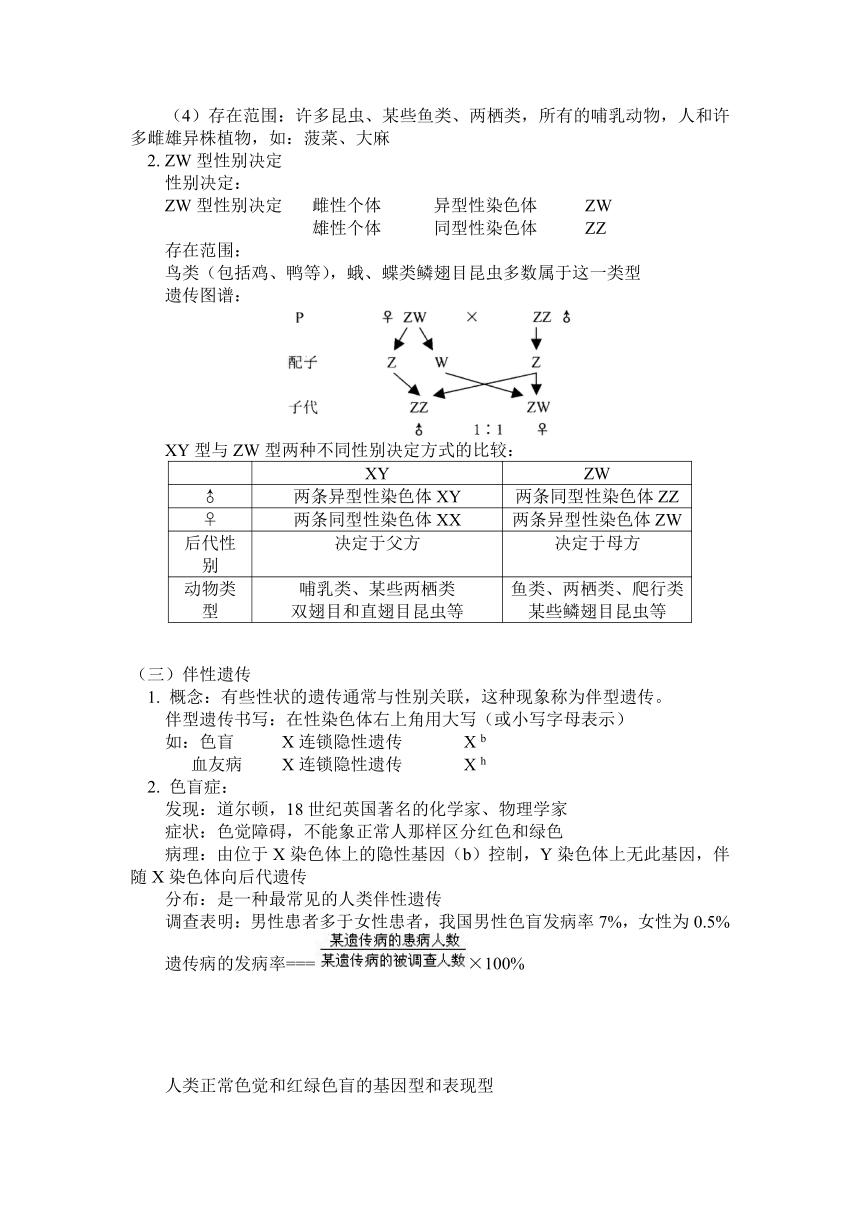 人教版生物（中职）5.3 性别决定和伴性遗传 教案