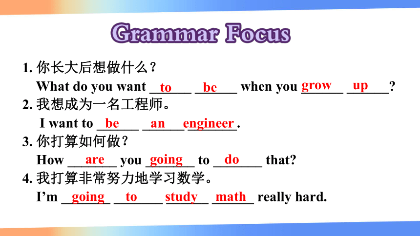 Unit 6 I'm going to study computer science Section A  Grammar Focus-3c 课件（34张PPT)