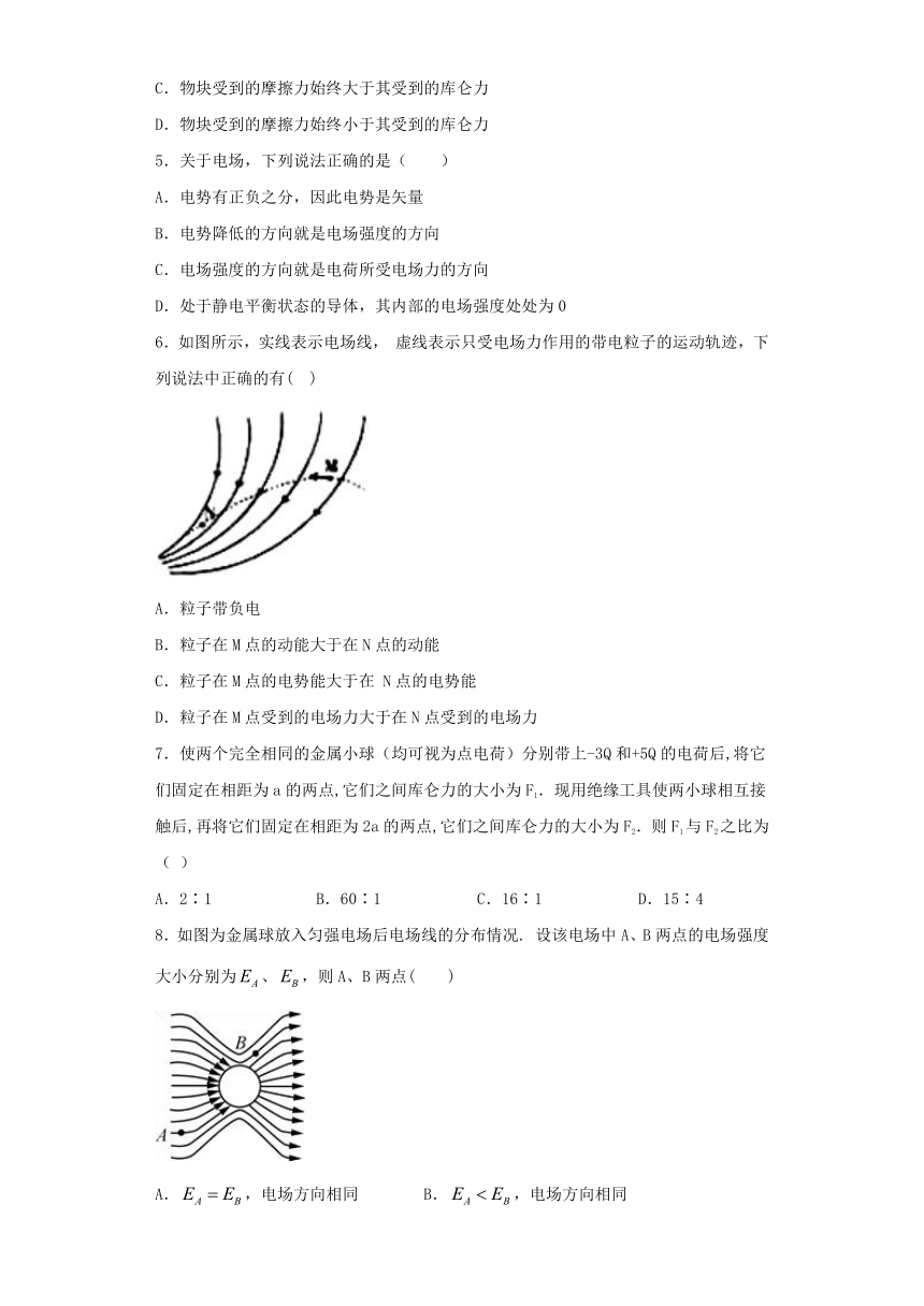 人教版高二物理选修3-1第一章《静电场》测试题