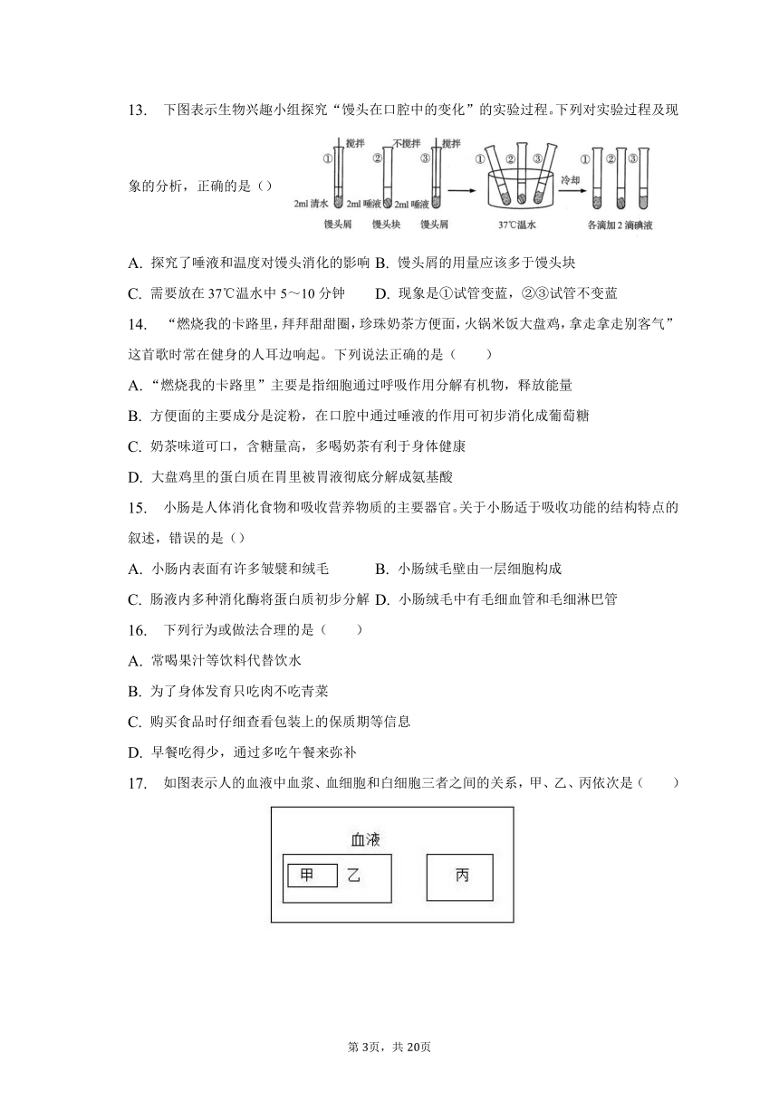 2022-2023学年河南省洛阳市伊川县七年级（下）期中生物试卷（含解析）