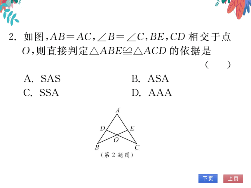 12.2第3课时用“ASA”和“AAS”证三角形全等　习题课件