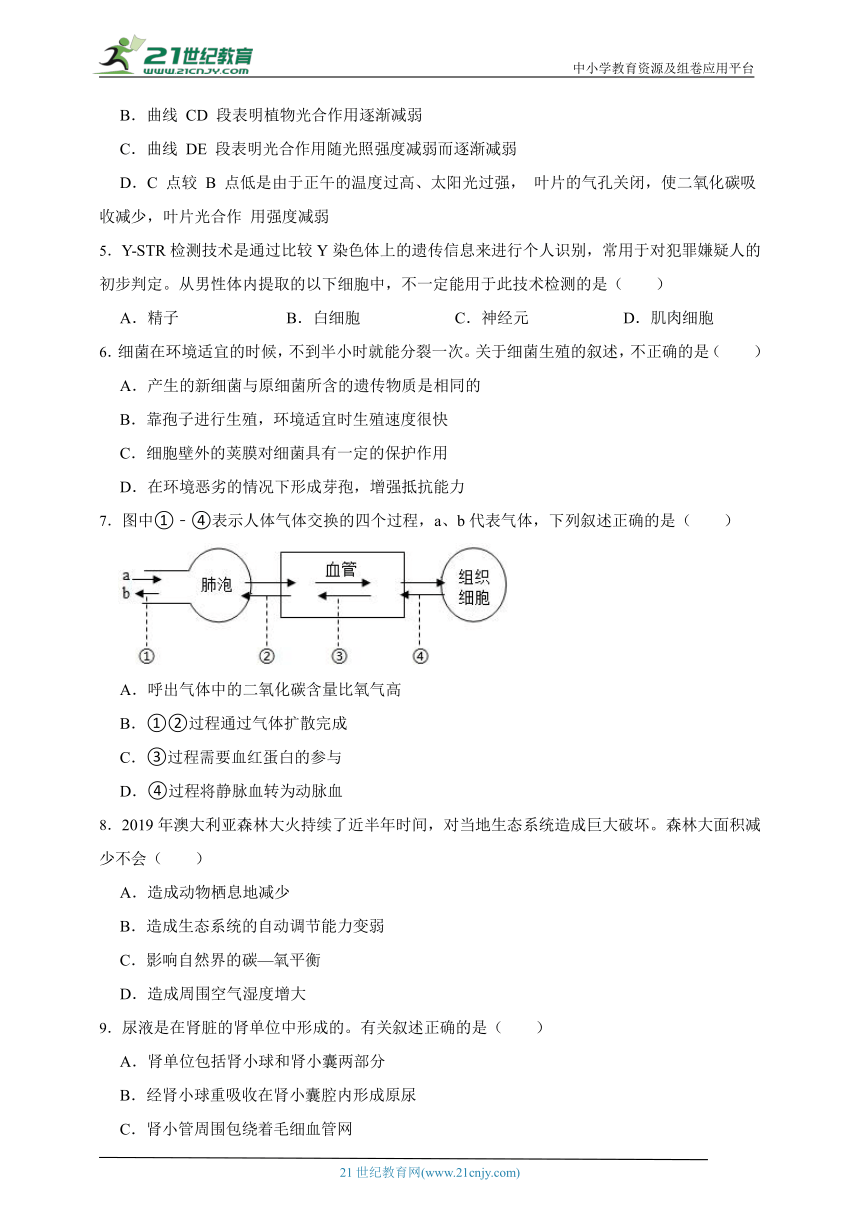 2023年初中生物中考常错点巩固检测题2（含解析）