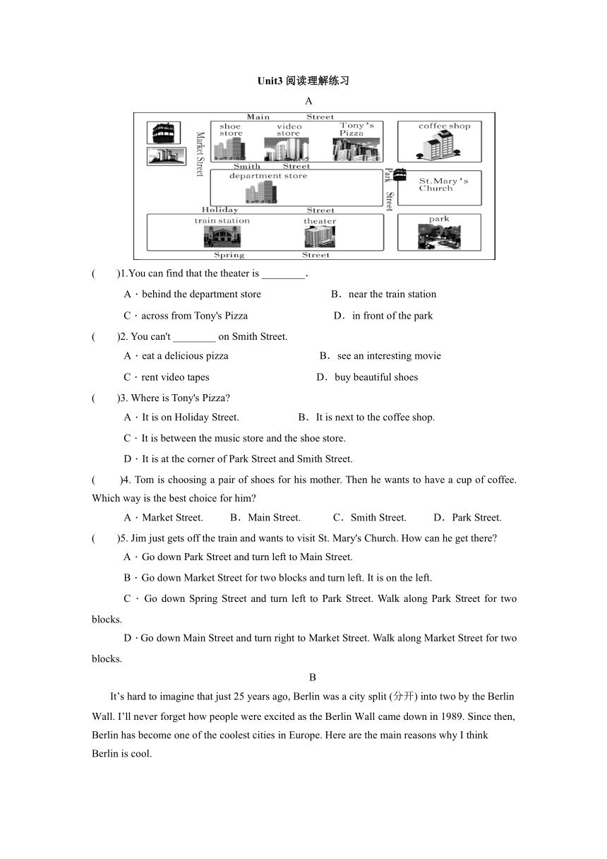 Unit 3 Could you please tell me where the restrooms are? 单元阅读理解练习（含答案）