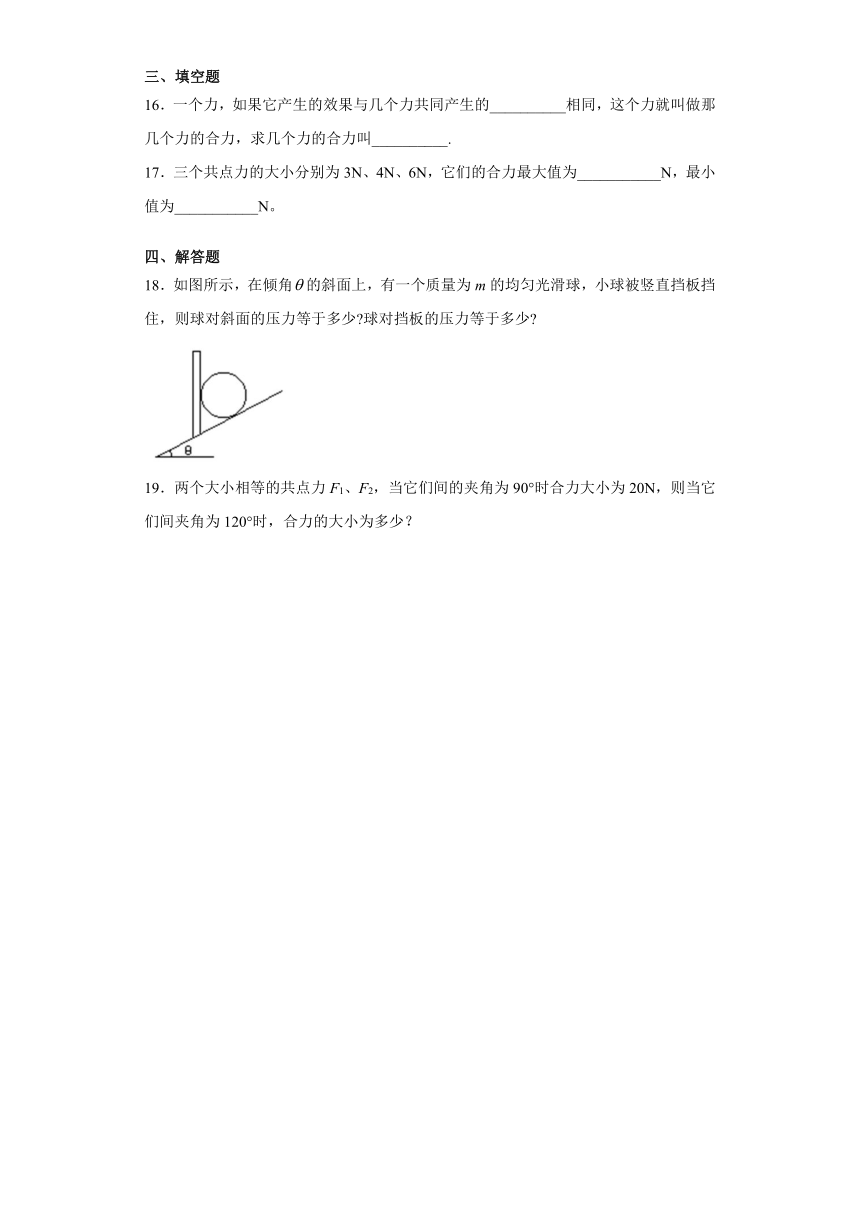 3.4力的合成与分解课时练习—湖南省邵阳市武冈市展辉学校2020-2021学年高一上学期物理人教版（2019）必修第一册（word含答案）