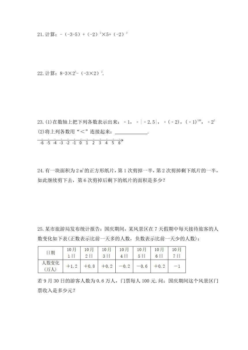 华师大版数学七年级上册2.11有理数的乘方课时练习 （含答案）