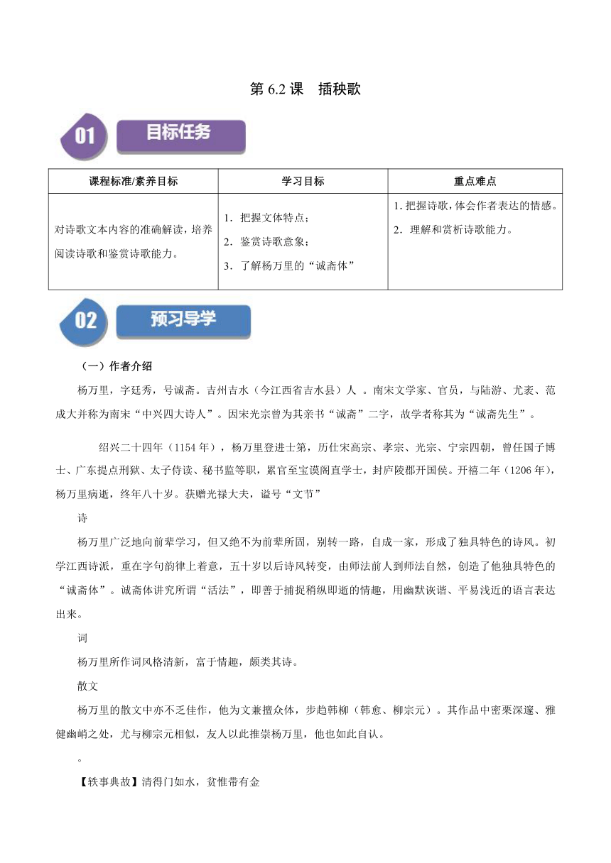 6.2《插秧歌》-2023-2024学年高一语文同步学与练（含答案）（统编版必修上册）