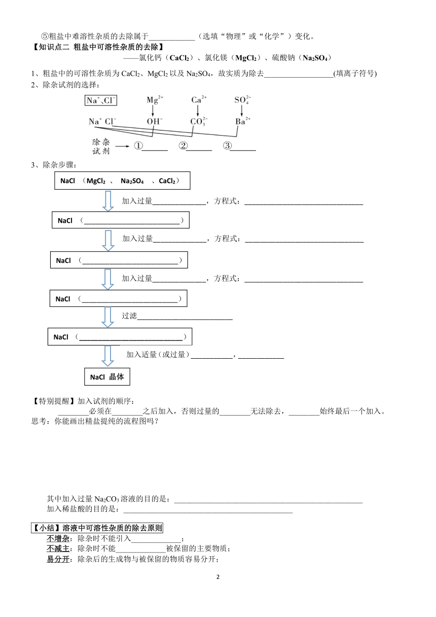 2020-2021学年九年级化学人教版下册第十一单元  盐  化肥 实验活动8 粗盐提纯导学案