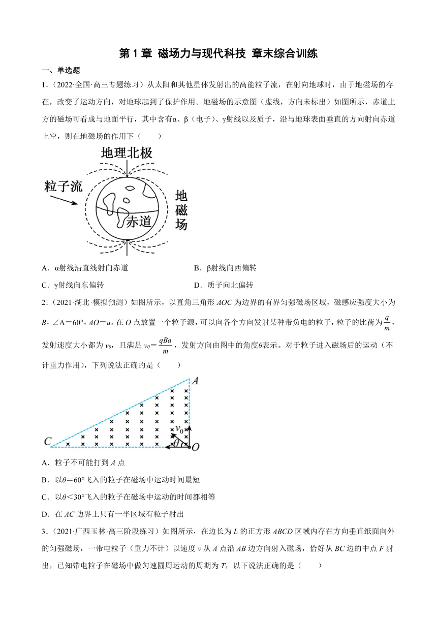 第一章 磁场力与现代科技 章末综合训练（word版含答案）