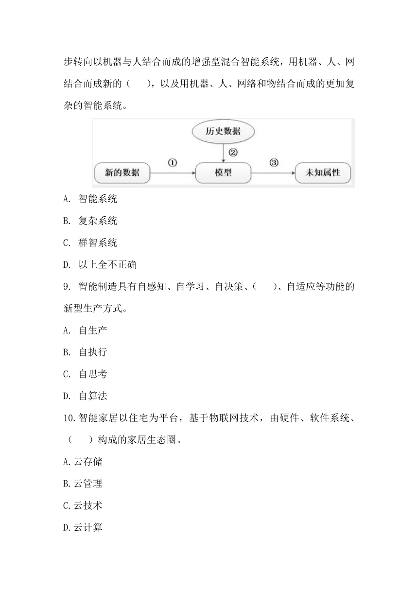 粤教版（2019）高中信息技术必修1 第六章 人工智能及其应用 单元测试题（含答案）