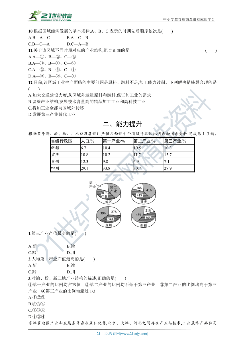 人教版选择性必修二 3.2地区产业结构变化同步练习（word，含答案及解析）