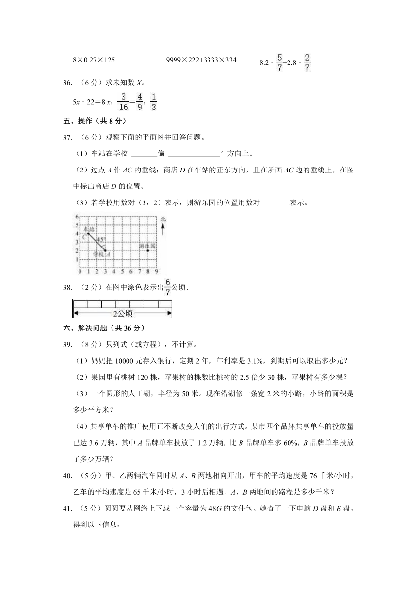 2022年山东省滨州市阳信县小升初数学试卷（含答案）