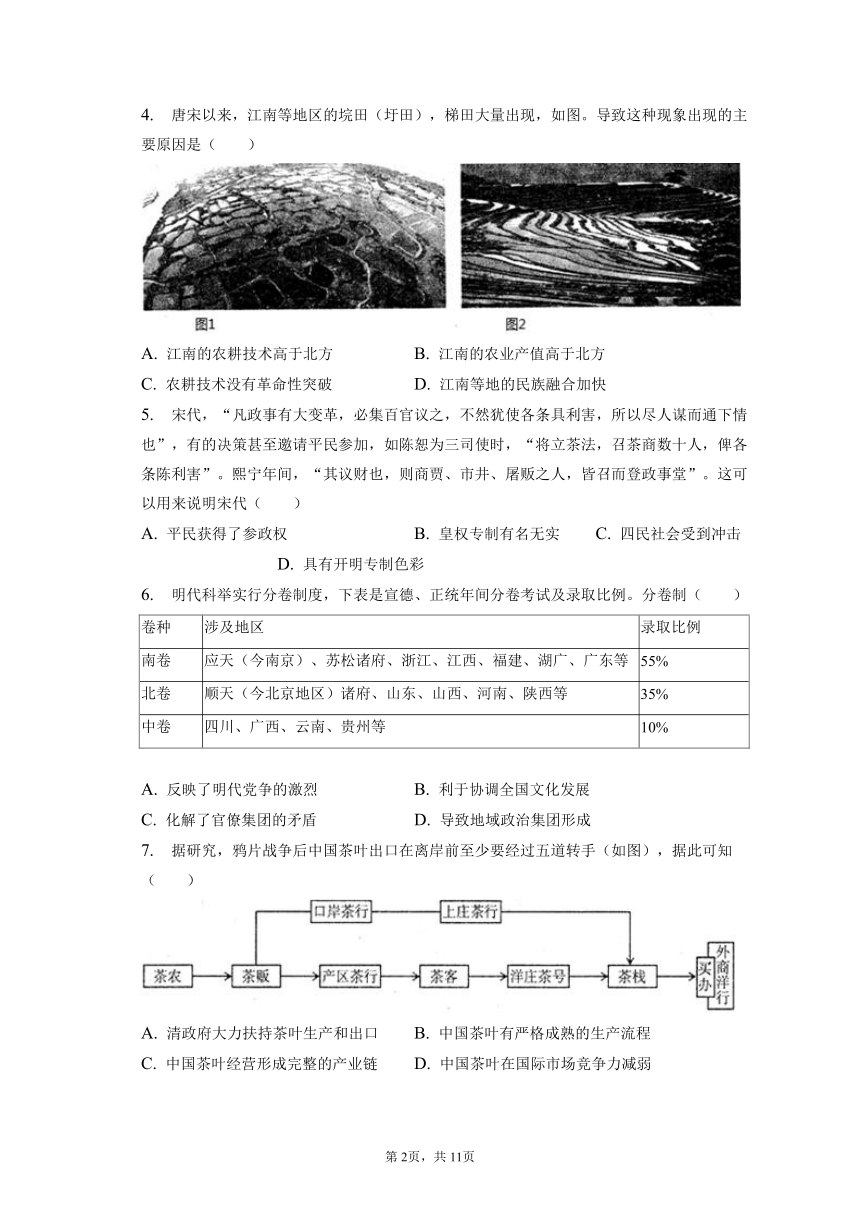 2023年四川省巴中市高考历史一诊历史试卷（含解析）