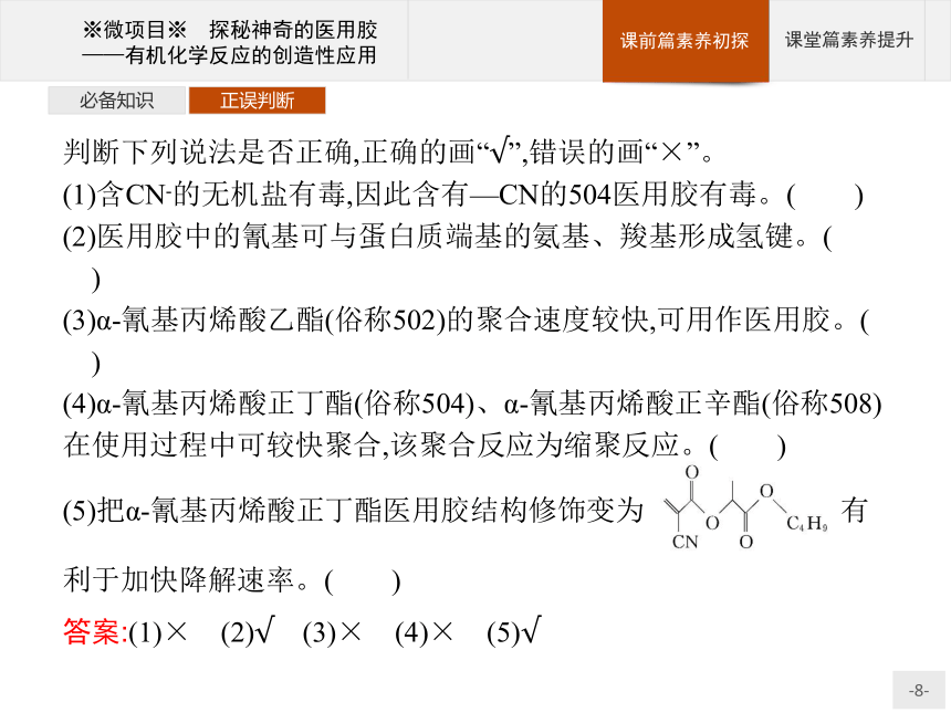 第2章 微项目 探秘神奇的医用胶——有机化学反应的创造性应用 课件（24张ppt）