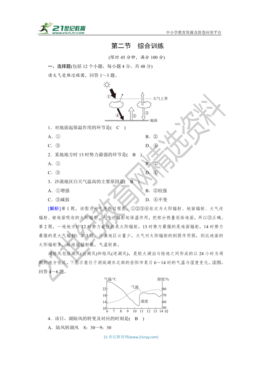 第2章 第2节 大气受热过程和大气运动 综合训练（解析版）