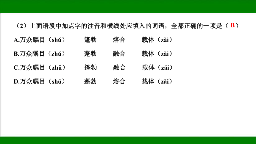 2023年甘肃省中考语文二轮复习：专题一  字音字形、词语、书法鉴赏（115张ppt）