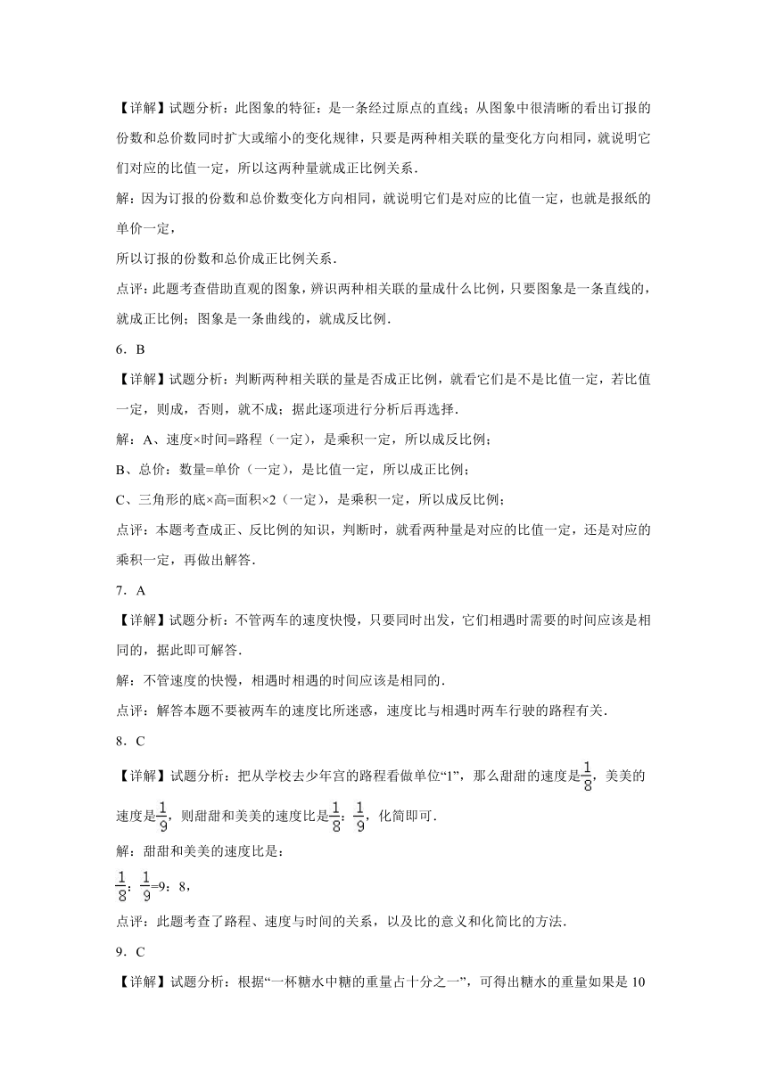 期中质量检测1-2单元（试题）-六年级下册数学北京版（含解析）