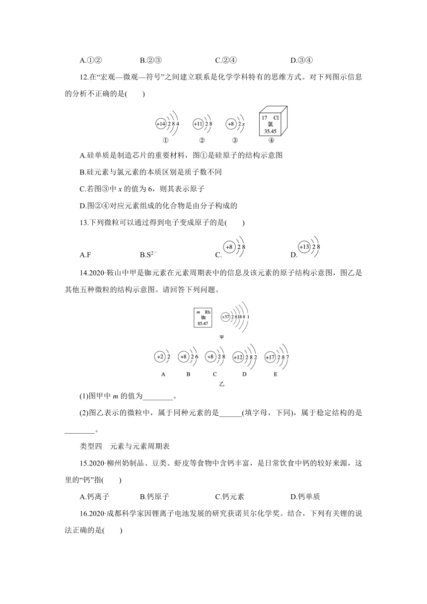 粤教版化学九年级上册课课练：专题训练 分子、原子、离子和元素（word版有答案）