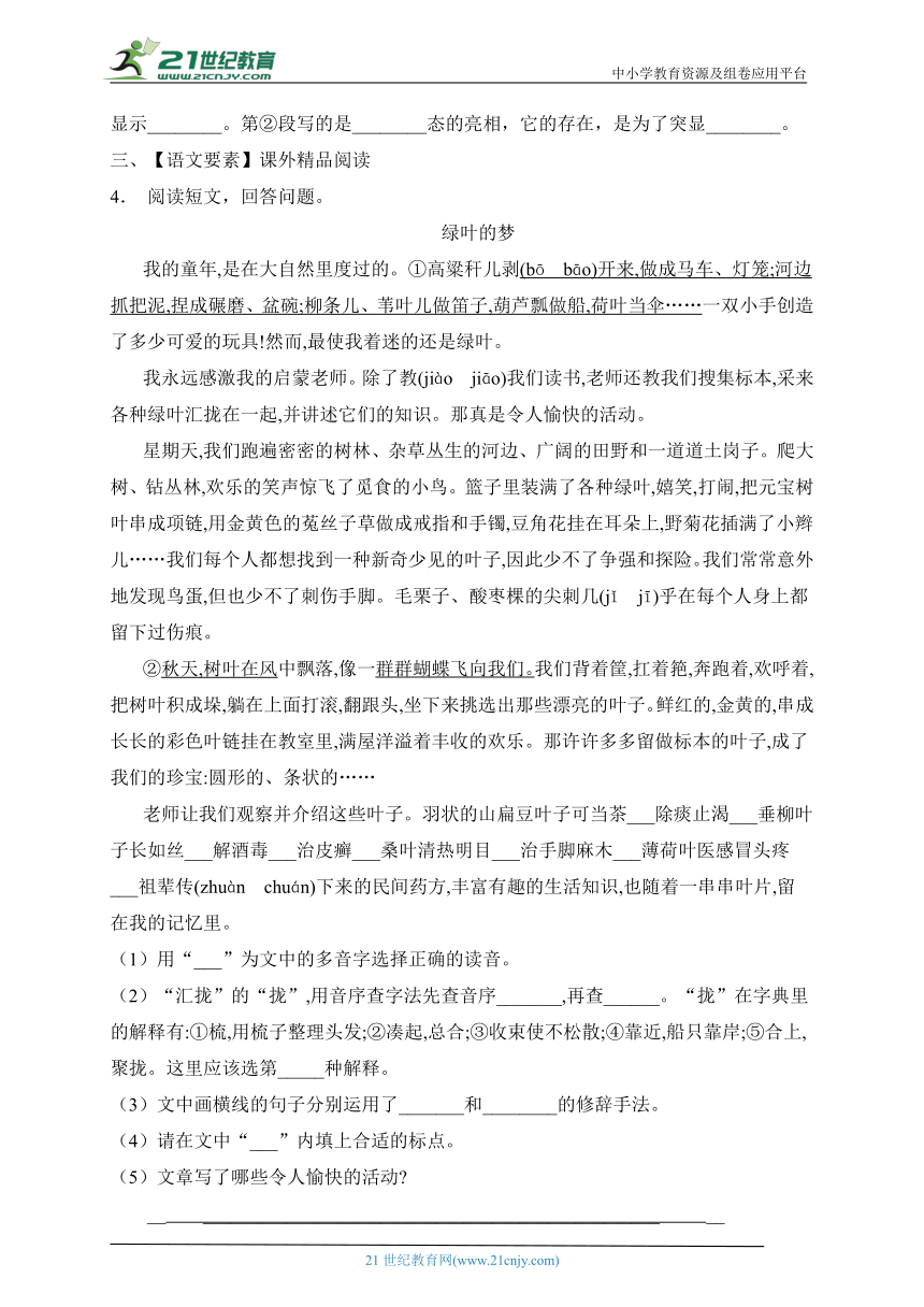 【新课标】统编版语文六年级上册第七单元素养提升专项训练-阅读篇（含答案）