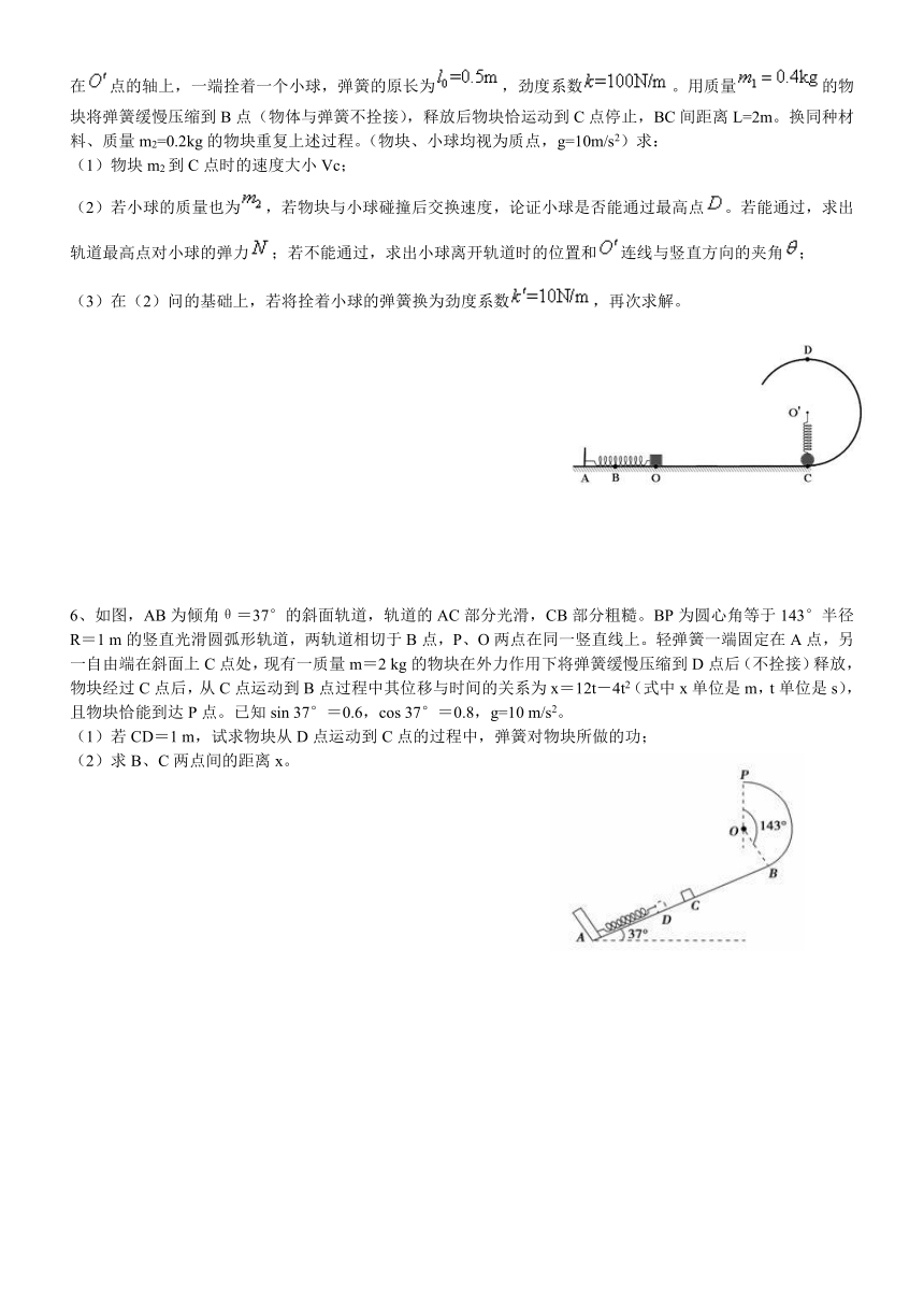 专题六 弹簧模型  专题训练—2021届高三物理冲刺word版含答案