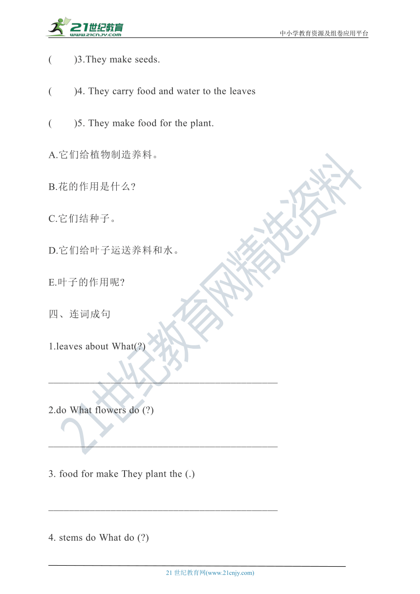 【新课标】 Unit 2 What do flowers do？Lesson 6分层练习