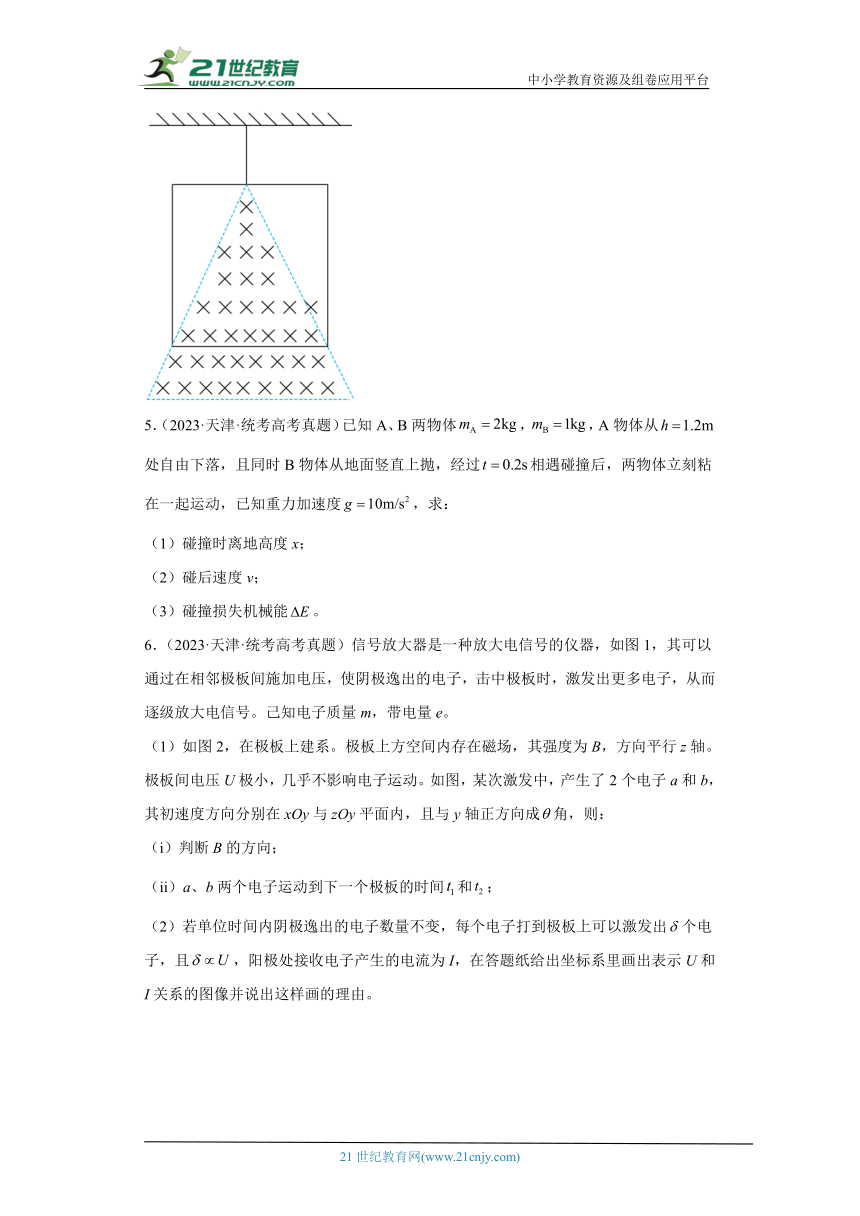 高考物理天津卷3年（2021-2023）真题汇编-解答题（有解析）