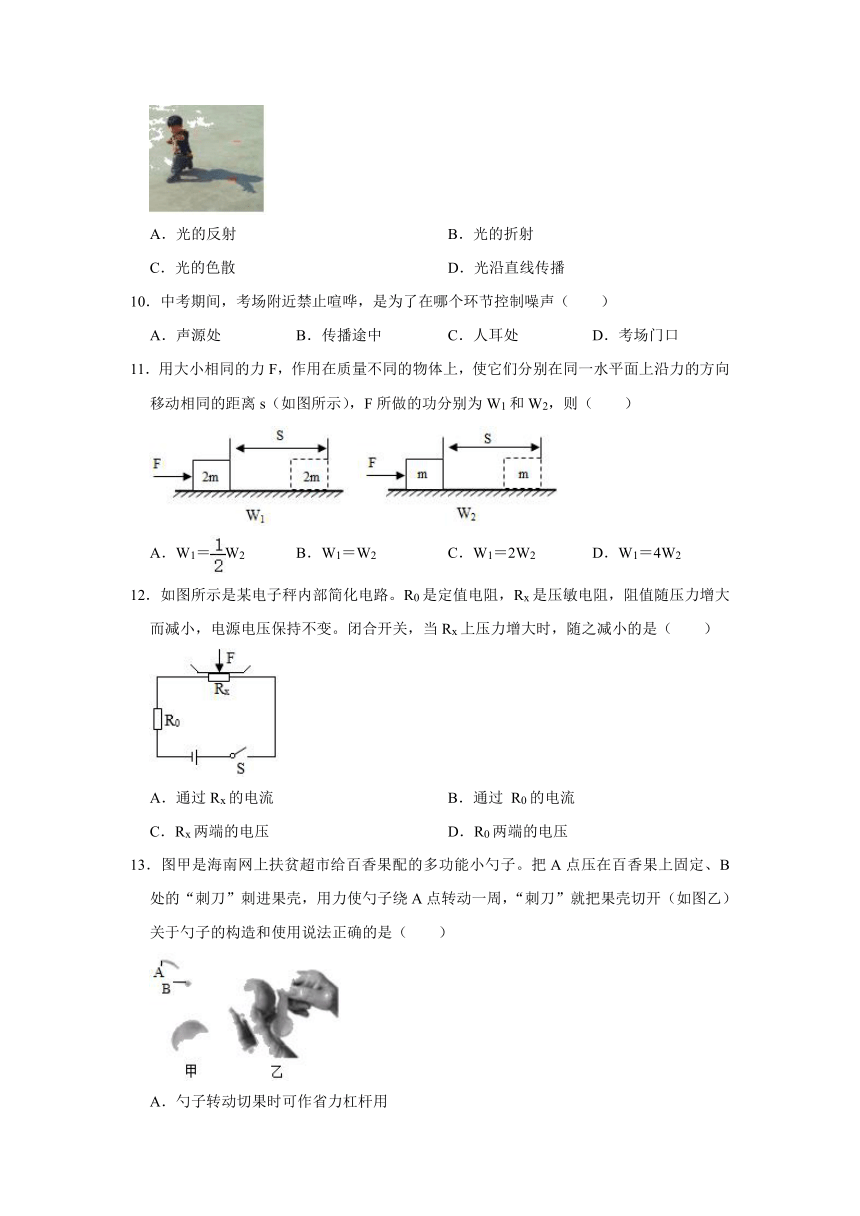 选择题突破（考情分析+重点考点梳理+模拟练习）—2021年海南中考物理二轮复习专题讲义（含答案）