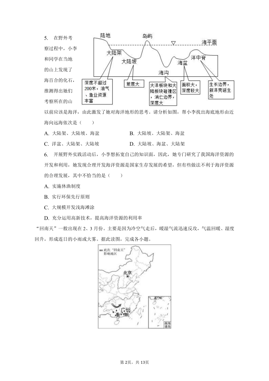 2022-2023学年贵州省贵阳市花溪区七年级（上）期末地理试卷（含解析）